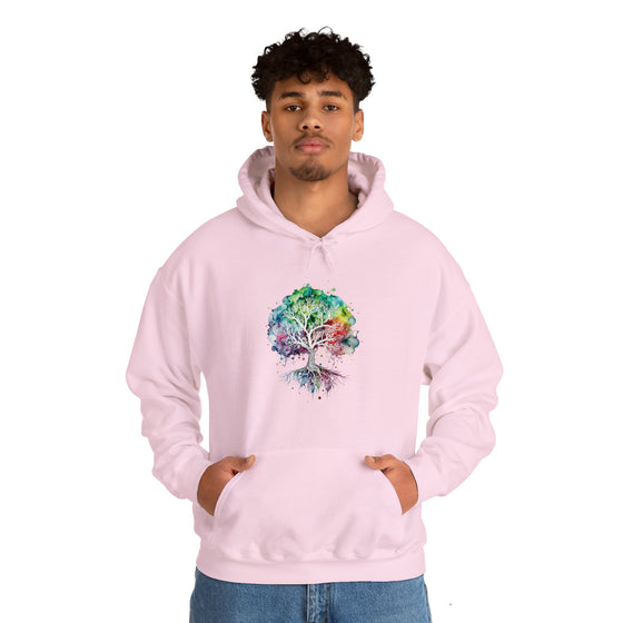 Lake Sweatshirt | Tree of Life Watercolor V4 Color Burst | Unisex Hooded Hoodie Sweatshirt