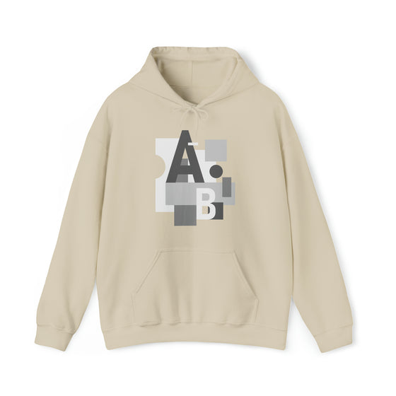 Abstract Shapes V8 Block Letters  | Abstract | Minimalist | Modern  Unisex Hooded Hoodie Sweatshirt | Embrace Your Vibe