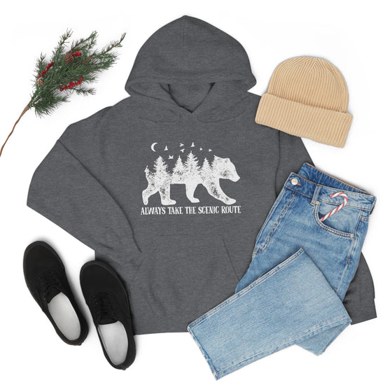 Bear Always Take Scenic Route | Unisex Hooded Hoodie Sweatshirt | Embrace Your Vibe