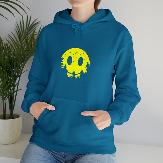 Smiley Sweatshirt | Forest Moon | Abstract Unisex Hooded Hoodie Sweatshirt