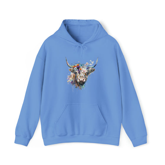 Sweatshirt | Highland Cow Watercolor V1 Western Cowgirl | Unisex Hooded Hoodie Sweatshirt