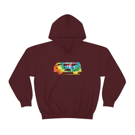Chill Stitch – VW Tie-dye Van - Unisex Hooded Hoodie Sweatshirt – Embrace Your Vibe