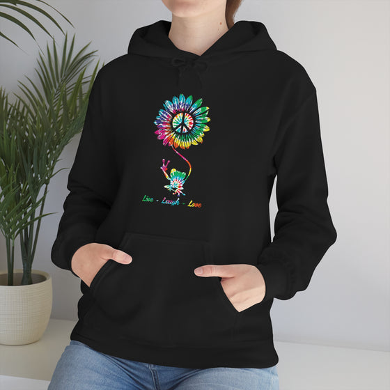 Chill Stitch – Peace Live Frog Tie-Dye - Unisex Hooded Hoodie Sweatshirt – Embrace Your Vibe