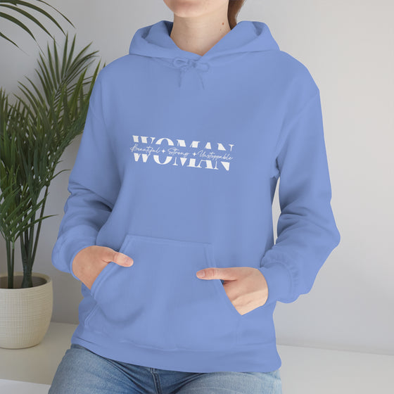 Chill Stitch – Woman Beautiful Strong - Unisex Hooded Hoodie Sweatshirt – Embrace Your Vibe
