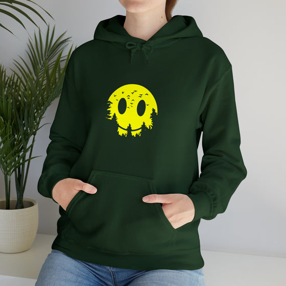 Smiley Sweatshirt | Forest Moon | Abstract Unisex Hooded Hoodie Sweatshirt