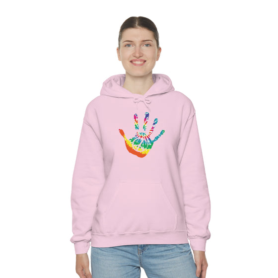 Chill Stitch –Tie-dye Peace Hand - Unisex Hooded Hoodie Sweatshirt – Embrace Your Vibe