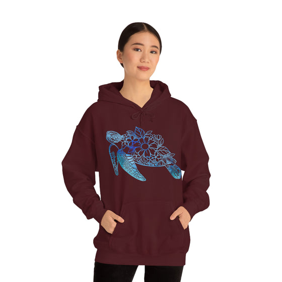 Floral Mandala Sea Turtle Sweatshirt | Unisex Hooded Hoodie Sweatshirt