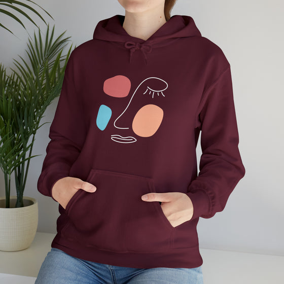 Abstract Face Mascara Shapes V22 Face Paint Line Art | Abstract | Minimalist | Modern  Unisex Hooded Hoodie Sweatshirt