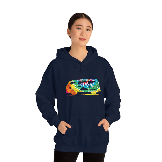 Chill Stitch – VW Tie-dye Van - Unisex Hooded Hoodie Sweatshirt – Embrace Your Vibe