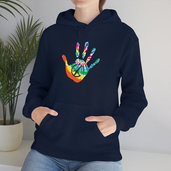 Chill Stitch –Tie-dye Peace Hand - Unisex Hooded Hoodie Sweatshirt – Embrace Your Vibe