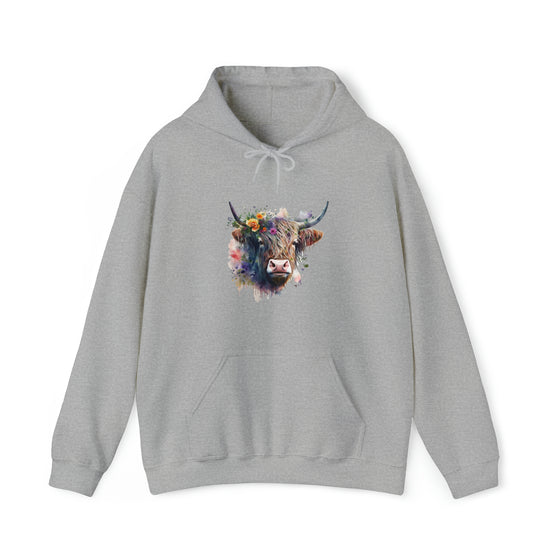 Sweatshirt | Highland Cow Watercolor V2  Western | Unisex Hooded Hoodie Sweatshirt