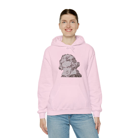 Ludwig van Beethoven Symphony Music | Unisex Hooded Hoodie Sweatshirt | Embrace Your Vibe | Calligram Word Design