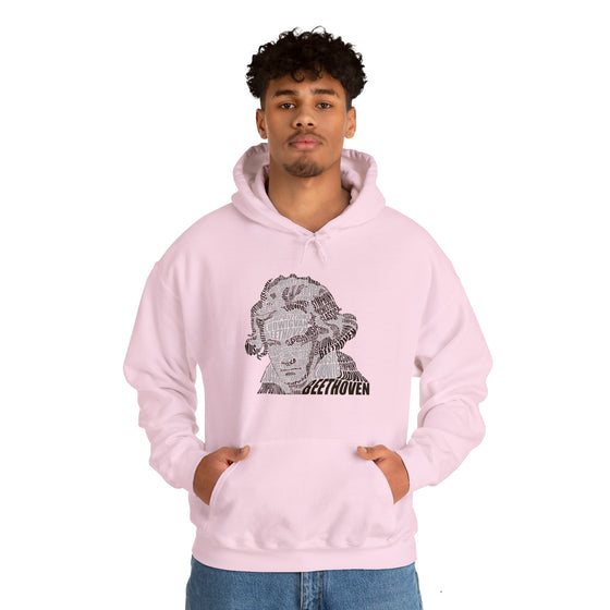 Ludwig van Beethoven Symphony Music | Unisex Hooded Hoodie Sweatshirt | Embrace Your Vibe | Calligram Word Design