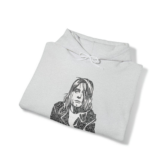 Kurt Cobain | Unisex Hooded Hoodie Sweatshirt | Embrace Your Vibe | Calligram Word Design