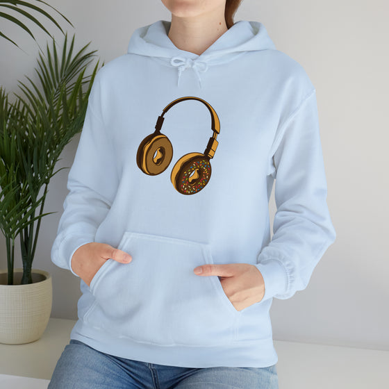Headphone Donut Foodie Sweatshirt  | Abstract Unisex Hooded Hoodie Sweatshirt