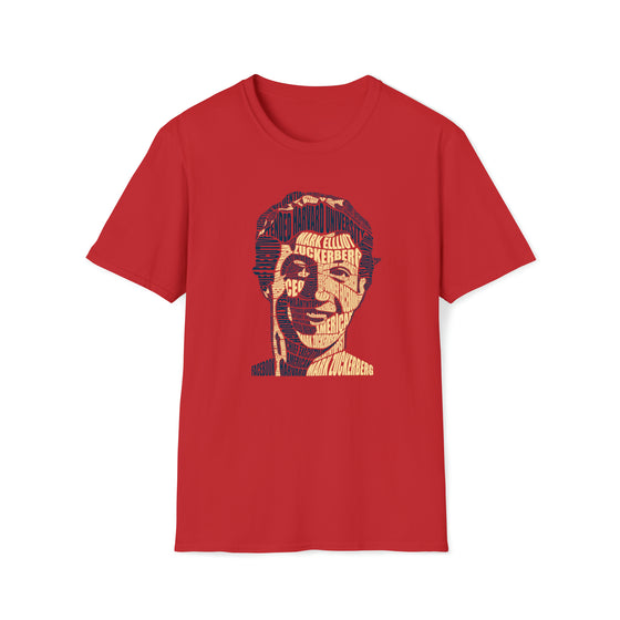 Mark Zuckerberg Meta |  Unisex Soft Style Tee T-Shirt  | Calligram Word Design
