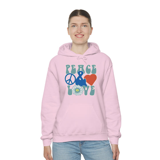 Chill Stitch – Peace & Love - Unisex Hooded Hoodie Sweatshirt – Embrace Your Vibe