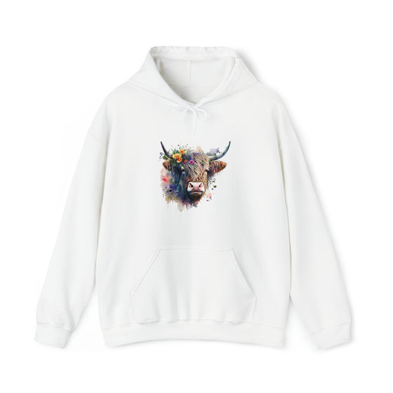 Sweatshirt | Highland Cow Watercolor V2  Western | Unisex Hooded Hoodie Sweatshirt