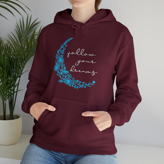 Boho Follow Your Dreams Moon Crescent | Unisex Hooded Hoodie Sweatshirt | Embrace Your Vibe