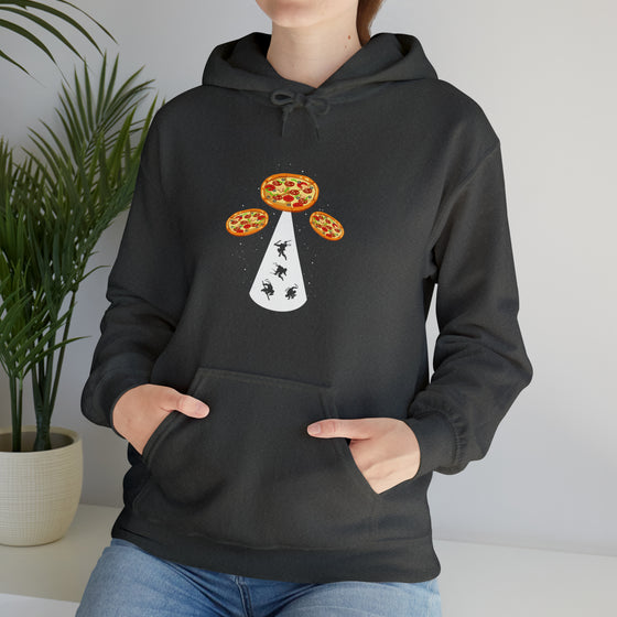 Pizza UFO Ninja Aliens Foodie Sweatshirt | Abstract Unisex Hooded Hoodie Sweatshirt