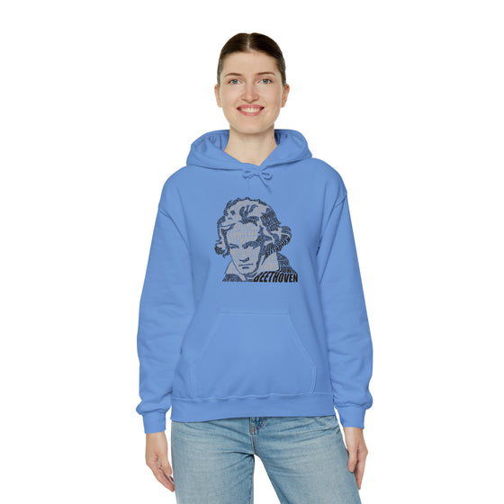 Ludwig van Beethoven Symphony Music | Unisex Hooded Hoodie Sweatshirt | Embrace Your Vibe | Calligram Word Design