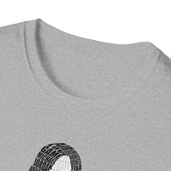 Michael Jordan Basketball |  Unisex Soft Style Tee T-Shirt  | Calligram Word Design