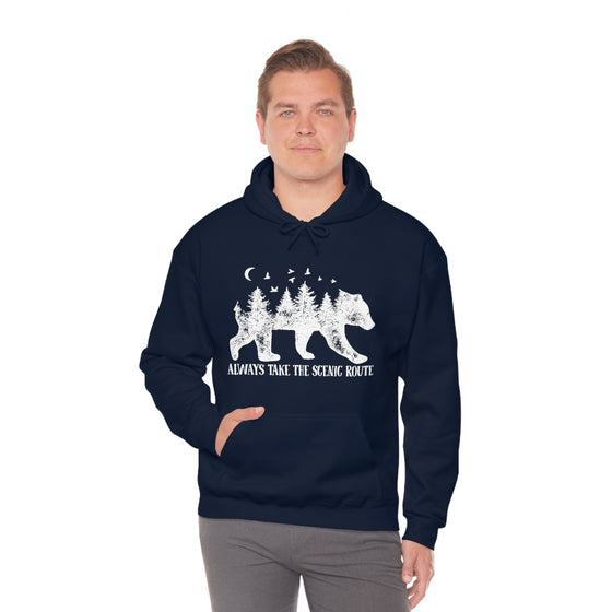 Bear Always Take Scenic Route | Unisex Hooded Hoodie Sweatshirt | Embrace Your Vibe