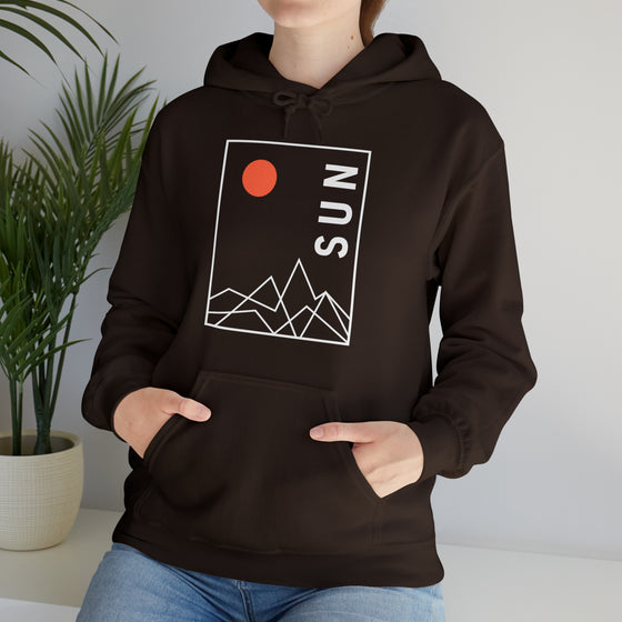 Abstract Shapes V5 Mountain Peaks Sun | Abstract | Minimalist | Modern  Unisex Hooded Hoodie Sweatshirt | Embrace Your Vibe