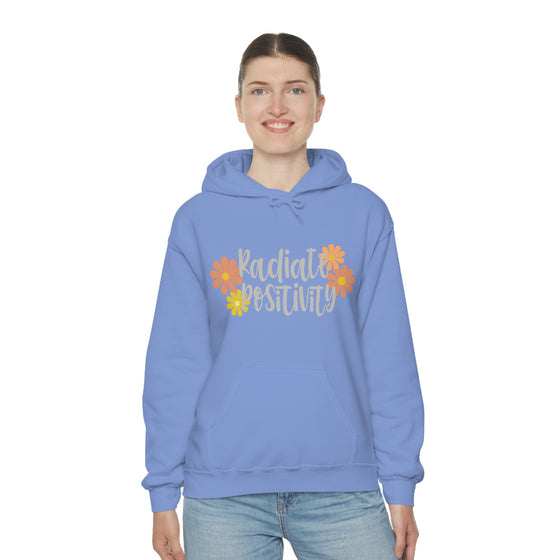 Chill Stitch – Radiate Positivity - Unisex Hooded Hoodie Sweatshirt – Embrace Your Vibe