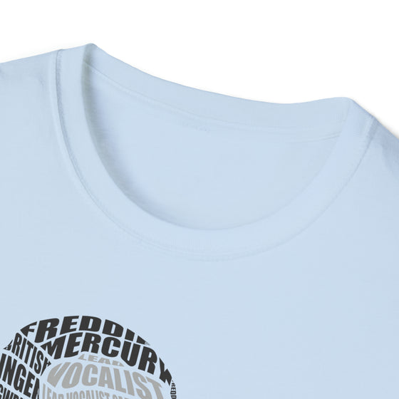 Abstract Shirt |  Freddy Mercuri | Unisex Soft Style Tee T-Shirt | Calligram Word Design