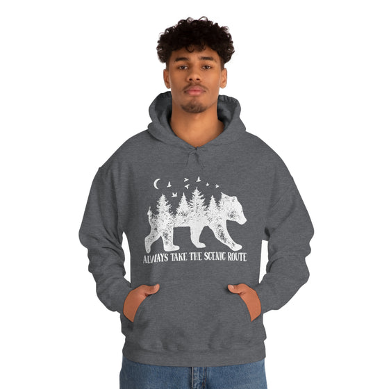 Bear Always Take Scenic Route | Unisex Hooded Hoodie Sweatshirt | Embrace Your Vibe