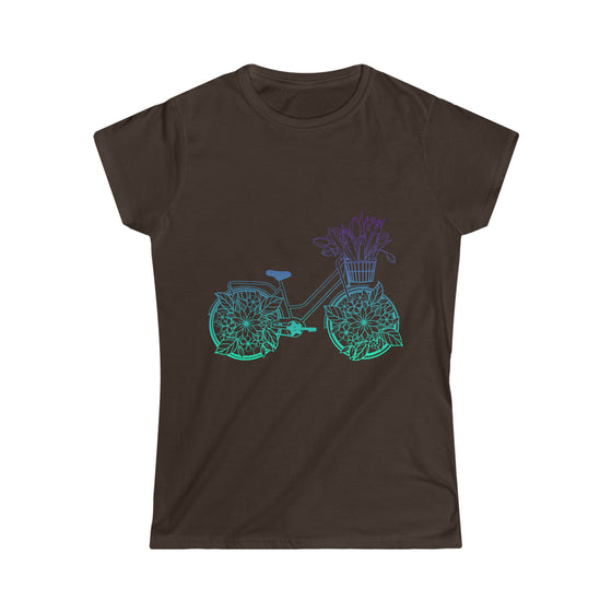 Boho Shirt | Tulip Bicycle Flowers Bike |  Bohemian Women’s Soft style Tee T-shirt