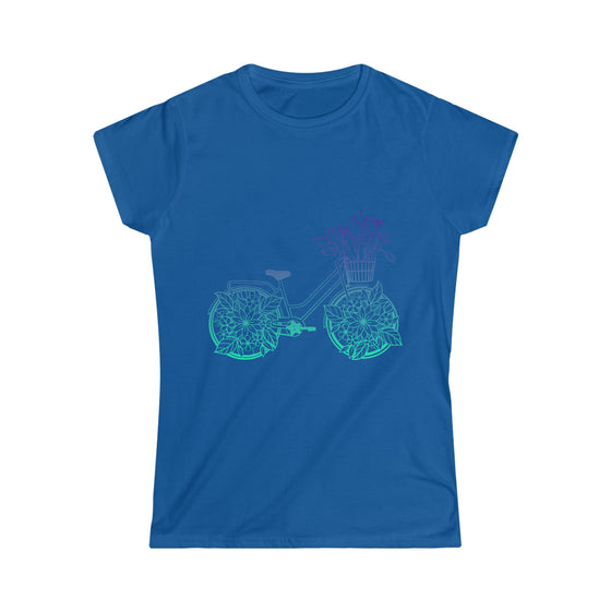 Boho Shirt | Tulip Bicycle Flowers Bike |  Bohemian Women’s Soft style Tee T-shirt