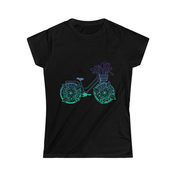 Boho Shirt | Tulip Bicycle Flowers Bike |  Bohemian Women’s Soft style Tee T-shirt