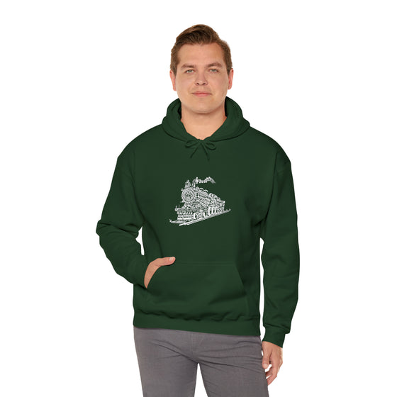 Chill Stitch – Train Locomotive Song Music Notes | Abstract | Minimalist | Modern - Unisex Hooded Hoodie Sweatshirt – Embrace Your Vibe