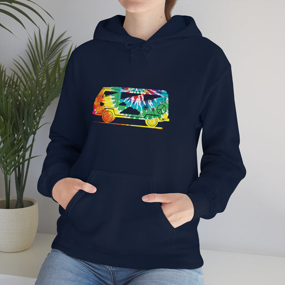Chill Stitch – VW Tie-dye Van - Unisex Hooded Hoodie Sweatshirt – Embrace Your Vibe