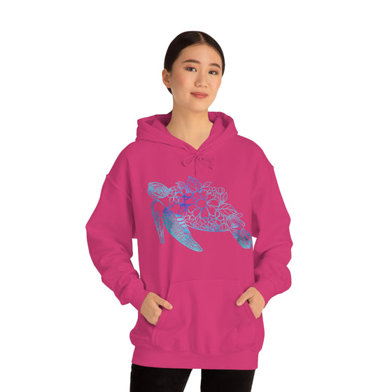 Floral Mandala Sea Turtle Sweatshirt | Unisex Hooded Hoodie Sweatshirt