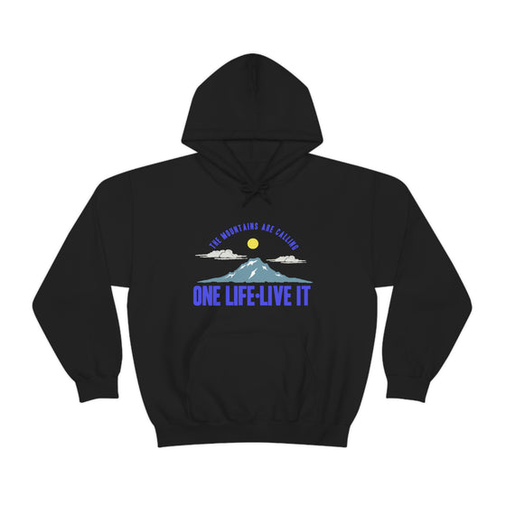 Chill Stitch – Mountains One Life Live It - Unisex Hooded Hoodie Sweatshirt – Embrace Your Vibe