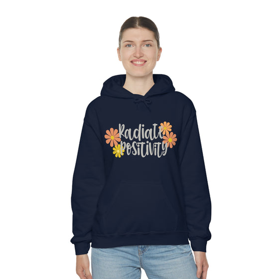 Chill Stitch – Radiate Positivity - Unisex Hooded Hoodie Sweatshirt – Embrace Your Vibe