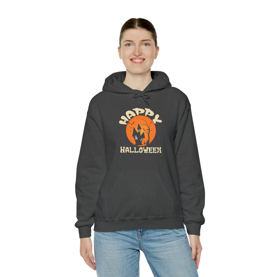 Halloween Sweatshirt | Happy Halloween House | Unisex Hooded Hoodie Sweatshirt