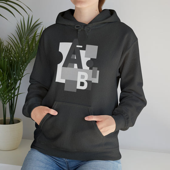 Abstract Shapes V8 Block Letters  | Abstract | Minimalist | Modern  Unisex Hooded Hoodie Sweatshirt | Embrace Your Vibe