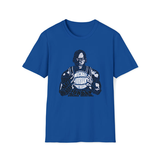 Michael Jordan Basketball |  Unisex Soft Style Tee T-Shirt  | Calligram Word Design