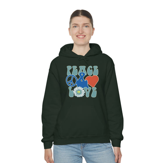 Chill Stitch – Peace & Love - Unisex Hooded Hoodie Sweatshirt – Embrace Your Vibe