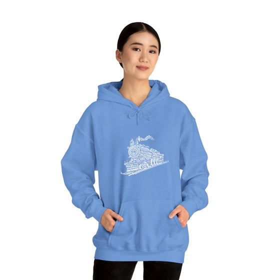 Chill Stitch – Train Locomotive Song Music Notes | Abstract | Minimalist | Modern - Unisex Hooded Hoodie Sweatshirt – Embrace Your Vibe