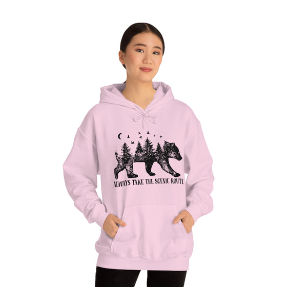 Bear Always Take Scenic Route | Unisex Hooded Hoodie Sweatshirt | Embrace Your Vibe
