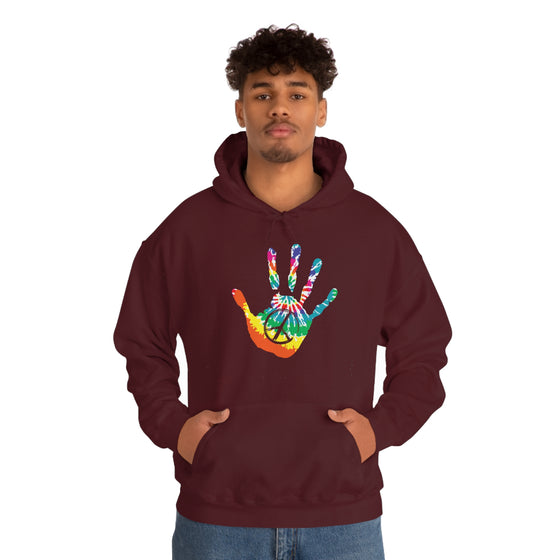 Chill Stitch –Tie-dye Peace Hand - Unisex Hooded Hoodie Sweatshirt – Embrace Your Vibe