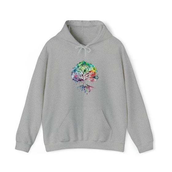 Lake Sweatshirt | Tree of Life Watercolor V4 Color Burst | Unisex Hooded Hoodie Sweatshirt