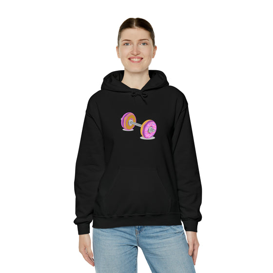 Doughnut Barbell Foodie Sweatshirt | Abstract Unisex Hooded Hoodie Sweatshirt
