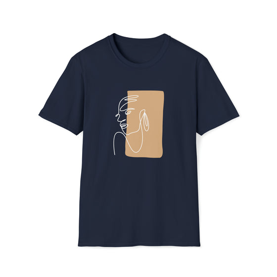 Abstract Line Face Shapes V7 | Unisex Soft Style Tee T-Shirt  |  Embrace Your Vibe