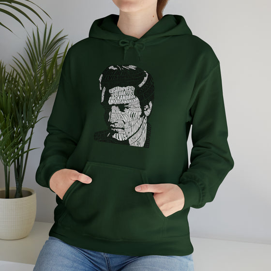 Elvis Presley Music Rock Roll | Unisex Hooded Hoodie Sweatshirt | Embrace Your Vibe | Calligram Word Design
